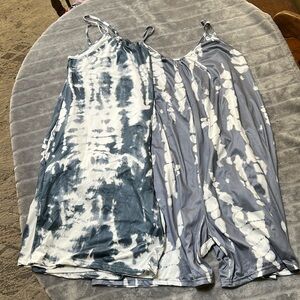 2 short rompers with pockets